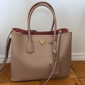 Prada Double Bag in Cammeo/Rosa (style no. 1BG756)